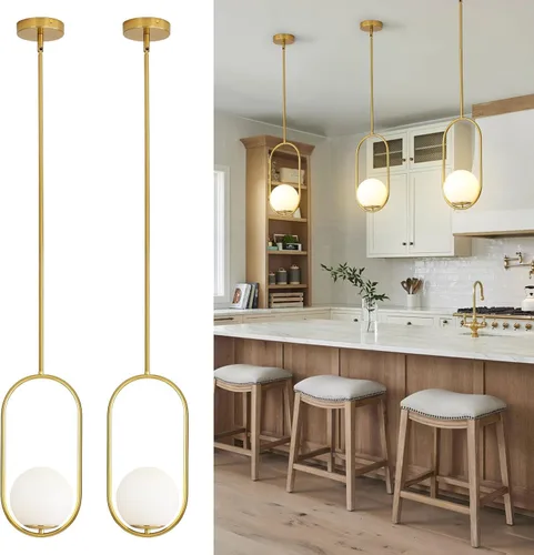 Miniatura 19 de Yunnix Lámparas colgantes para isla de cocina, lámparas colgantes, moderna lámpara colgante de cristal de bronce champán, lámpara de mediados