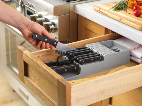 Miniatura 6 de GoodCook Juego de cuchillos de cocina de acero inoxidable de alto carbono con bloque de almacenamiento en el cajón, el juego incluye seis cuchillos