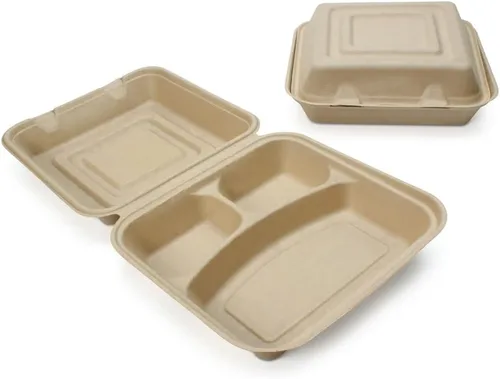 Miniatura 10 de Recipientes desechables 100% compostables con tapas [9 x 6 pulgadas paquete de 50 unidades] Recipientes ecológicos para llevar, resistentes