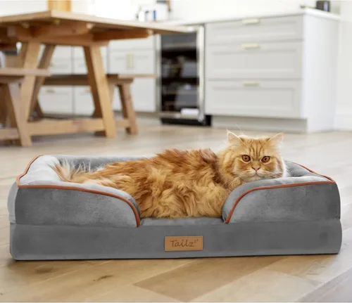 Miniatura 7 de Cama de madera para perros con colchón, elevada de pequeña a media, resistente al agua, cama para mascotas de madera con almacenamiento, certificado