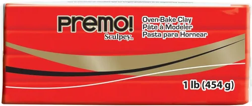 Sculpey Premo™ - Arcilla de polímero para horno, tono rojo cadmio, no tóxico, barra de 1 libra, ideal para hacer joyas, vacaciones, bricolaje,