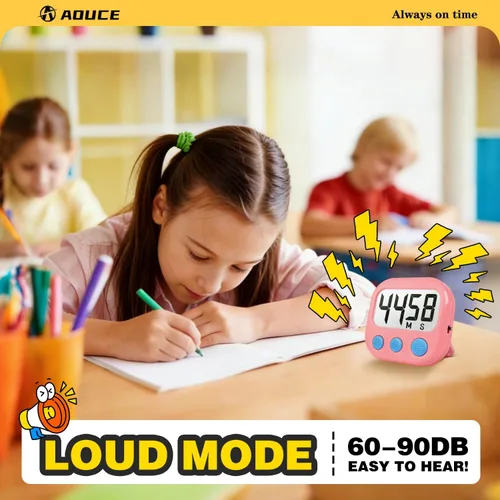 Miniatura 2 de Paquete de 2 temporizadores de aula para profesores y niños, temporizador digital magnético grande, azul y rosa azul rosa