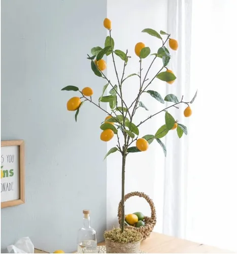 Miniatura 6 de LIOONS Árbol artificial realista de limón, naranja, árbol artificial de simulación, plantas artificiales de suelo, árbol de imitación grande