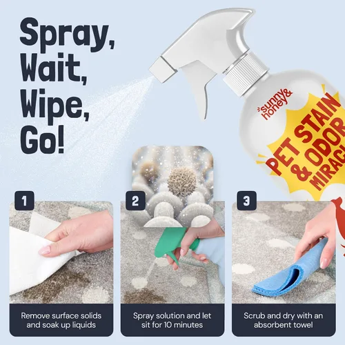 Miniatura 8 de Sunny & Honey Removedor de manchas y olores de mascotas, limpiador enzimático para orina de perro y excremento en alfombras y muebles, spray