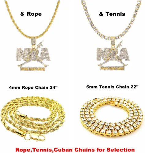 Miniatura 2 de Cadenas colgantes para hombre HH Bling Empire Iced Out Nba Youngboy de plata y oro. Collares de zapatos deportivos de diamante que nunca se rompe