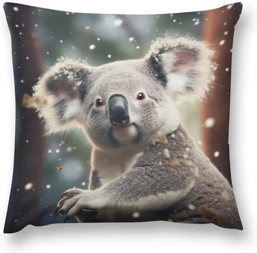 Miniatura 2 de Fundas de almohada cuadradas de 12 x 12 pulgadas, Koala, Navidad, nieve, invierno, animales, sofá, fundas de cojín Koala australianas
