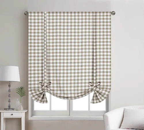 Miniatura 6 de Decotex 1 panel de cortina para ventana con bolsillo para cortinero a cuadros de búfalo (42 x 63 pulgadas, negro/blanco)