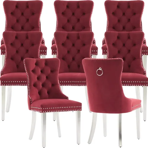 Miniatura 24 de Juego de 2 Sillas de Comedor Modernas de Mediados de Siglo, Tapizadas en Terciopelo Beige con Respaldo Acolchado, Sillas de Cocina y Comedor, Patas