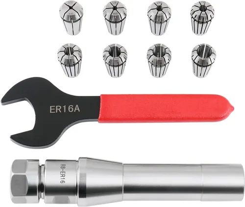 Miniatura 4 de Accusize Industrial Tools R8 Shank Plus 8 Pcs Sistema de Collet Er16, 3/32" - 3/8", 1 Llave en una Caja Ajustada, 0223-0944