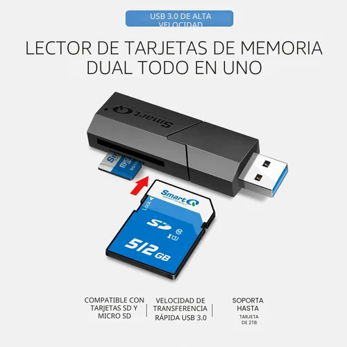 Miniatura 3 de SmartQ Lector de tarjetas SD de doble ranura USB 3.0 - Lector rápido de tarjetas de memoria SD y Micro SD para cámara, fotógrafo, portátil, MacBook
