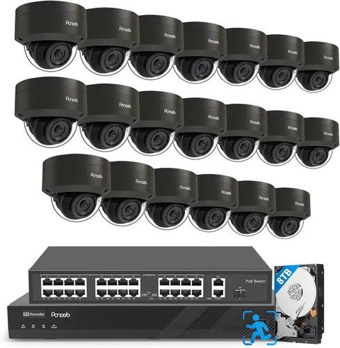 Miniatura 9 de Sistema de cámara de seguridad de 16 canales, 12 unidades de 5MP con cable IK10 Vandal Dome PoE cámara al aire libre, detección humana, micrófono