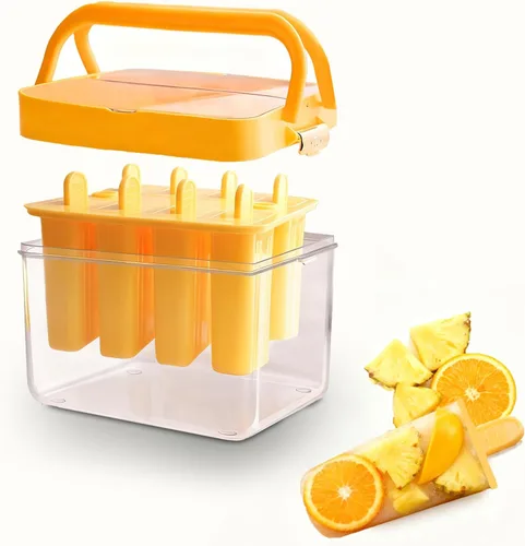 Miniatura 10 de Moldes para paletas con tapa y contenedor, 9 piezas, reutilizables, fáciles de liberar, moldes para paletas caseras, sin olor, sin bisfenol A 8