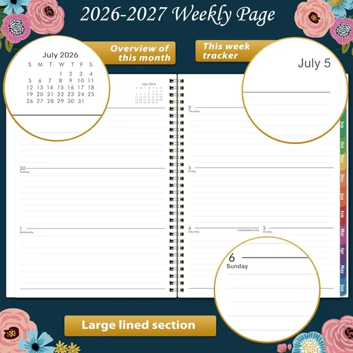 Miniatura 4 de Agenda 2026-2027, semanal y mensual, julio 2026 a junio 2027, planificadores calendario 2026-2027, 9 x 11 pulgadas, papel premium, encuadernación