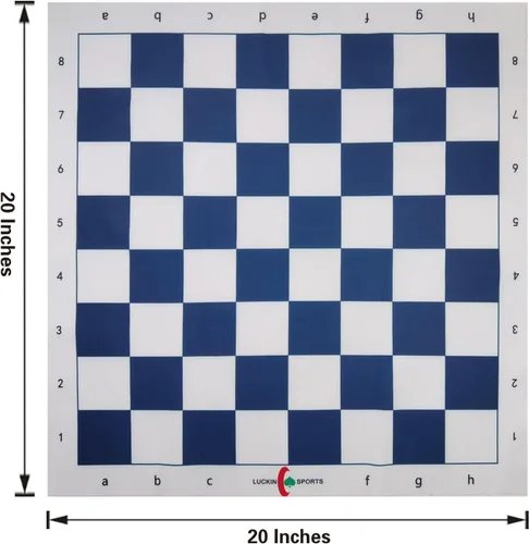 Miniatura 2 de Tablero de ajedrez profesional estándar, 20 x 20 pulgadas de tamaño con cuadrados de 2.25 pulgadas. Tela de fieltro 100% duradera. Impermeable y Azul