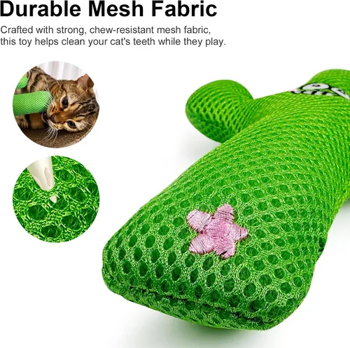 Miniatura 3 de TTcat Almohada Matatabi de hierba gatera Silvervine para gatos y gatitos, juguete grande de cactus para gatos, juguete masticable para gatos