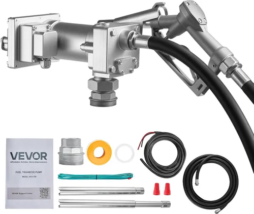 Miniatura 15 de VEVOR Bomba de transferencia de combustible, 12 V CC 15 GPM, kit de bomba de transferencia diésel de hierro fundido, con boquilla manual, manguera