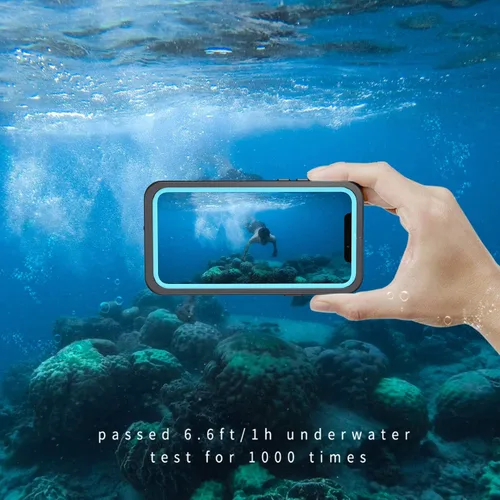 Miniatura 4 de Lanhiem Funda impermeable para iPhone 11 Pro Max, protección de cuerpo completo 360 bajo el agua, a prueba de suciedad, a prueba de golpes, con Negro