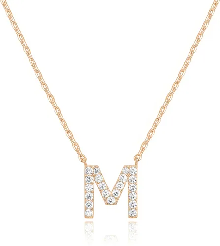 Miniatura 114 de PAVOI 14K White Gold Plated Cubic Zirconia Initial Necklace Letter Dainty Necklaces for Women