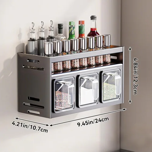 Miniatura 2 de Estante de especias de cocina para colgar en la pared, caja de condimentos sobre la estufa, estante colgante para condimentos, organizador de tarros