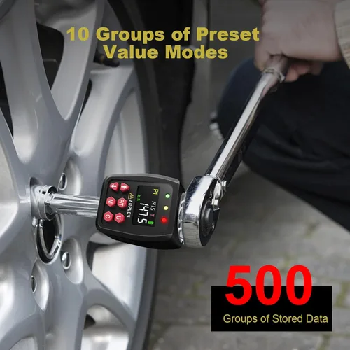 Miniatura 4 de ANPUDS Adaptador de torque digital de 1/2", 7.4-147.5 pies-libra/10-200 Nm, convertidor de llave dinamométrica digital con precisión de ±1%, valor