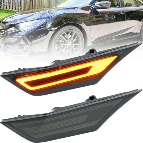 Miniatura 11 de Luces LED de posición laterales de 10ª generación para Honda Civic Sedan Coupe Hatchback Switchback de 2016-2021 Ámbar/Blanco Señal de giro
