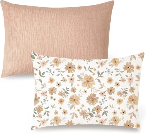 Miniatura 16 de Konssy Funda de almohada de muselina para almohada de 13 x 18 pulgadas, paquete de 2 fundas de almohada de algodón suave y transpirable para niños