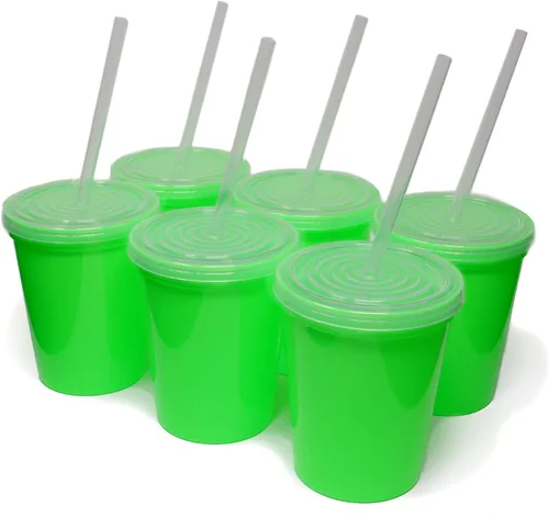 Miniatura 26 de Rolling Sands Vasos de plástico reutilizables para estadios con tapas, paquete de 6, vasos y tapas fabricados en Estados Unidos, incluye 6 popotes