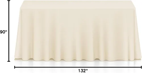 Miniatura 8 de Lann's Linens - Mantel rectangular de tela de poliéster de primera calidad para bodas, banquetes y restaurantes Marfil
