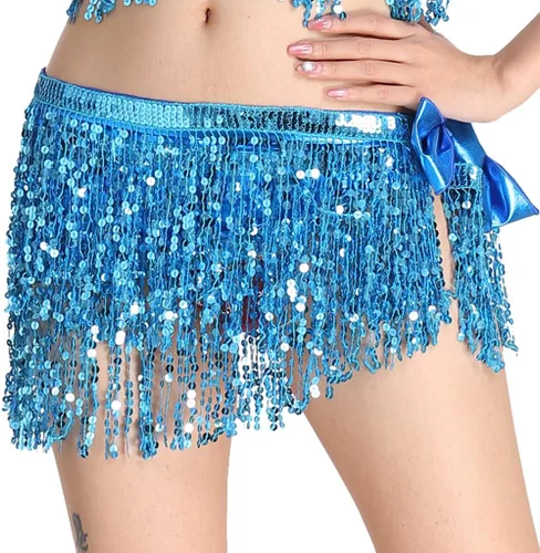 Miniatura 2 de Wuchieal Falda de danza del vientre, bufanda de cadera, cinturón de cadera de danza latina, bufanda de cadera Hula