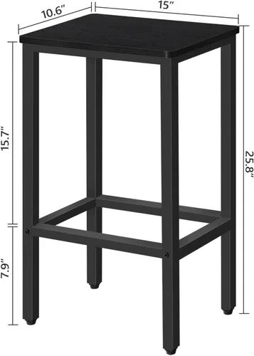 Miniatura 3 de MAHANCRIS Taburetes de bar, juego de 2 sillas de bar con reposapiés, taburetes de comedor de 2 piezas, 25.8 pulgadas de altura, taburetes de bar