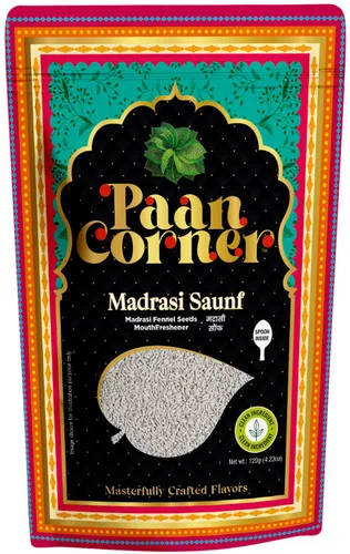 Paan Corner Madrasi Saunf, ambientador bucal de semillas de hinojo con cuchara, 4.23 onzas
