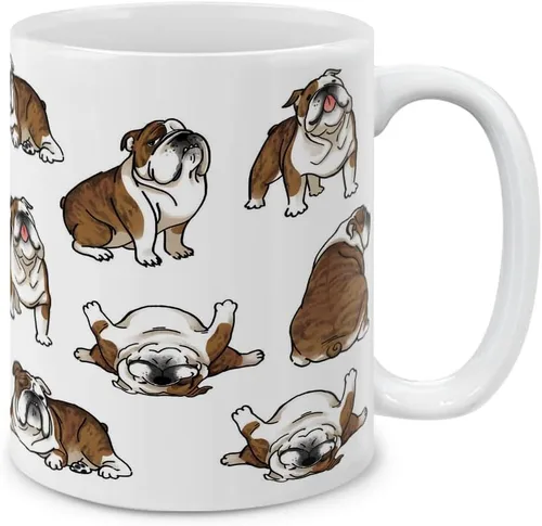Miniatura 19 de MUGBREW English Bulldog - Taza de café de cerámica con posturas divertidas y juguetonas, 11 onzas Bulldog Inglés Posturas divertidas y juguetonas