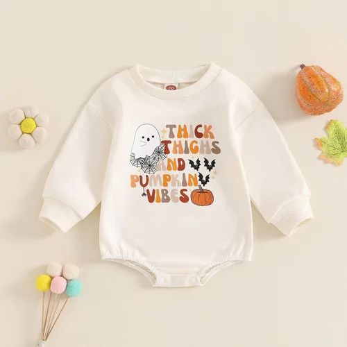 Miniatura 26 de FYBITBO Traje de Halloween para recién nacido, niña y niño, espeluznante temporada, mameluco con burbujas para otoño, Halloween, ropa de bebé