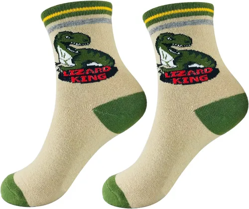 Miniatura 3 de Calcetines de dinosaurio para niños de 4 a 7 años, el mejor regalo de 7 a 10 años, calcetines de algodón para niños, paquete de 5
