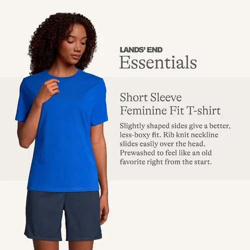 Miniatura 2 de Lands' End Essentials - Camiseta de algodón suave de manga corta para mujer, ajuste femenino a medida