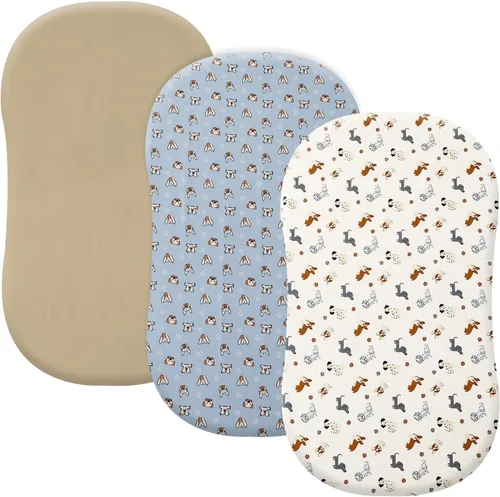 Miniatura 35 de PHF 3 paquetes de sábanas de cuna suaves, sábanas bajeras florales rosa transpirables y cómodas para niñas, ajuste universal sin deslizamiento