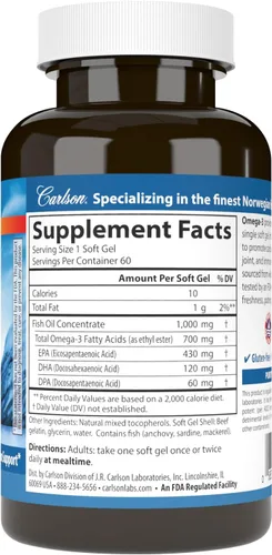 Miniatura 2 de Omega-3, 700 mg de omega-3, EPA, DHA, DPA, económico, capturado en la naturaleza, de origen sostenible, 60 geles blandos