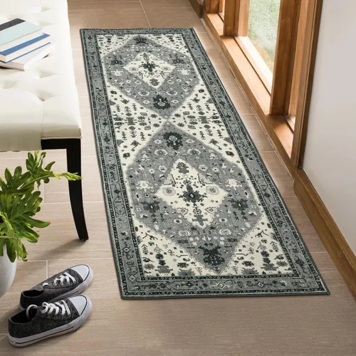 Miniatura 93 de Lahome Alfombra tribal bohemia de 2 x 3 pies, alfombra verde pequeña para entrada, suave, antideslizante, lavable, alfombra de baño bohemia de pelo