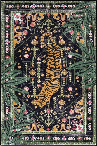 Miniatura 7 de Alfombras de entrada tropicales orientales lavables, alfombras antideslizantes hippies envejecidas boho vintage delgadas de 2 x 3 para baño, cocina