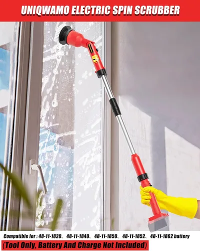 Miniatura 6 de Uniqwamo - Escobilla eléctrica giratoria compatible con batería Milwaukee 18V (batería no incluida), cepillo alimentado por batería de 1000 RPM