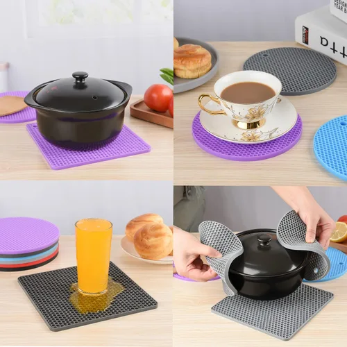 Miniatura 4 de Salvamanteles de silicona para platos calientes, alfombrillas resistentes al calor, soportes de silicona para ollas de silicona, almohadillas