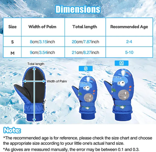 Miniatura 7 de MoKo Manoplas de esquí para niños, guantes de esquí aislados impermeables para niñas y niños, guantes de nieve de invierno para niños