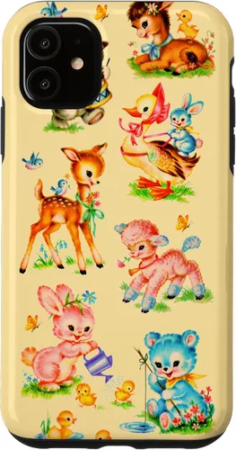 Miniatura 8 de Vintage Baby Animals Nursery 50's Retro Yellow Case for iPhone 17
