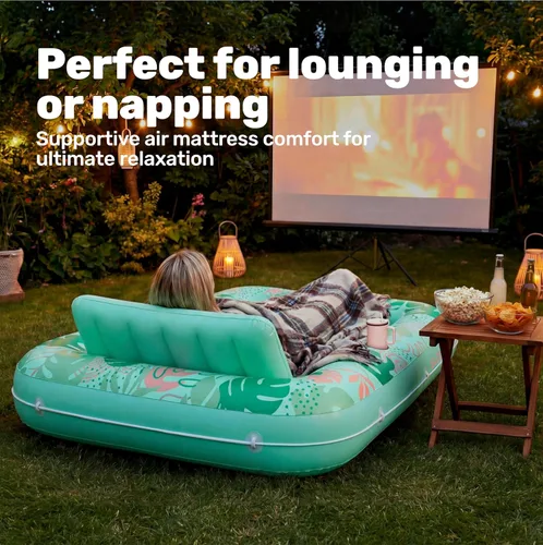 Miniatura 7 de SLOOSH Flotador inflable para tumbona de piscina, 70 x 46 pulgadas, flotadores de piscina para adultos con almohada, flotador 4 en 1 para balsa