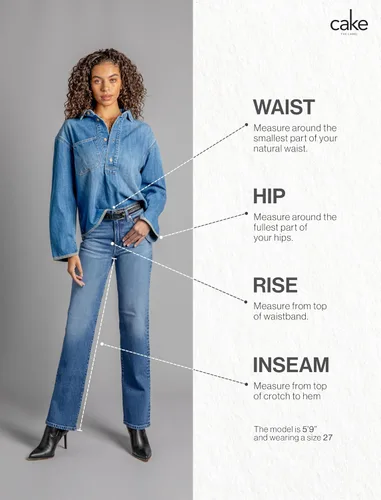 Miniatura 6 de Pantalones clásicos de mezclilla de tiro medio y corte recto para mujer