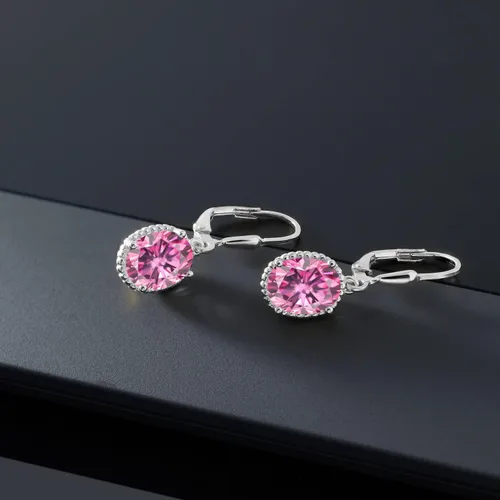 Miniatura 116 de Gem Stone King Aretes colgantes de gota para mujer, plata de ley 925, piedra natal ovalada de 0.354 x 0.276 in, joyería fina, regalos para ella