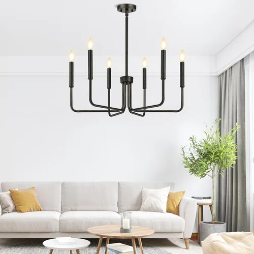 Miniatura 6 de Lynnoland - Candelabros de 6 luces de granja para comedor, accesorios de iluminación colgantes, lámparas industriales modernas para dormitorio