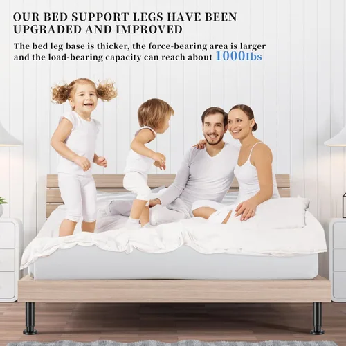 Miniatura 8 de Juego de 4 patas de repuesto ajustables para cama, patas de soporte de marco de cama de metal ajustables de 5.9 a 9.84 pulgadas, patas de soporte