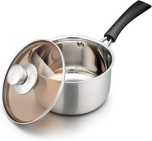 Miniatura 8 de TeamFar Cacerola de 1 cuarto de galón y 2 cuartos de galón con tapa, olla pequeña de cocción de acero inoxidable, cacerola para leche y salsas