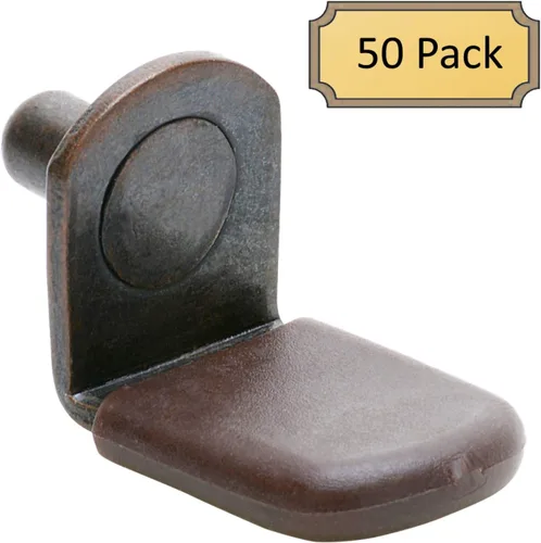 Miniatura 2 de Clavijas de soporte de estante de vidrio de 1/4 pulgadas con funda de vinilo marrón Estilo de soporte Bronce antiguo Paquete de 50